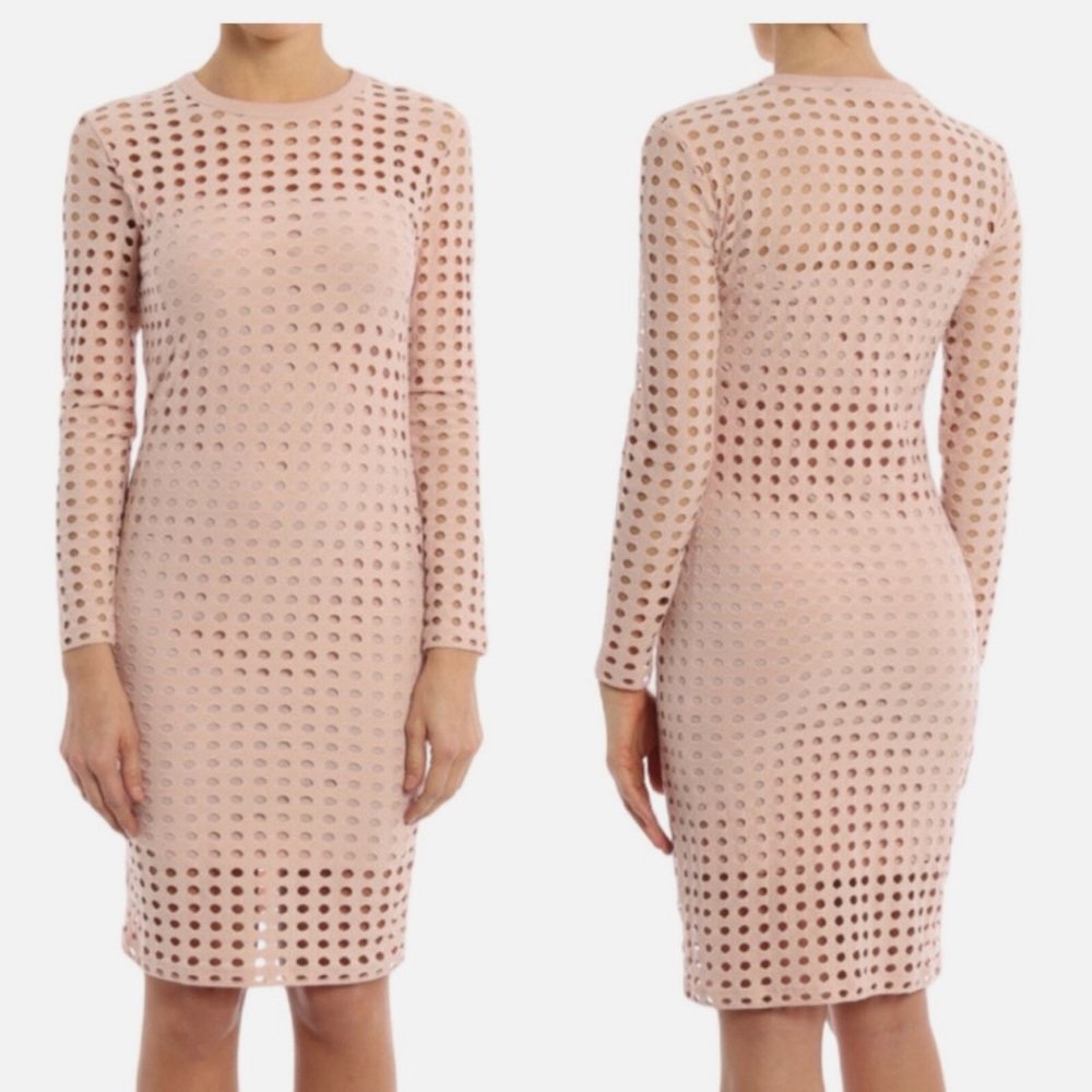 T by Alexander Wang blush pink circular hole long sleeve dress size small
